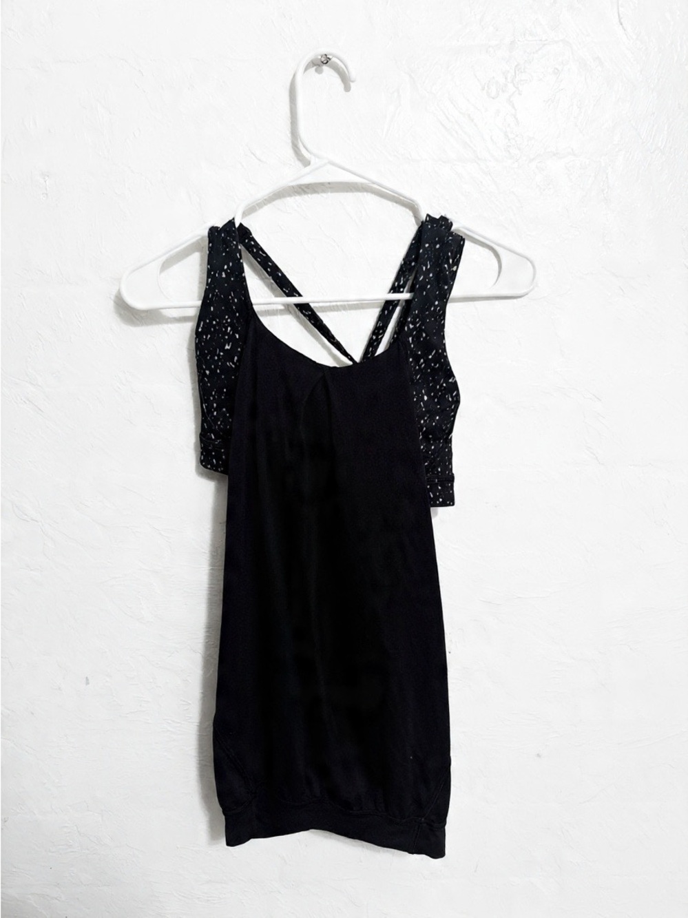 lululemon athletica Black Layered Tank with Speckled Bralette- Size 6